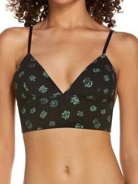New Madewell Bralette Black Floral Size Small